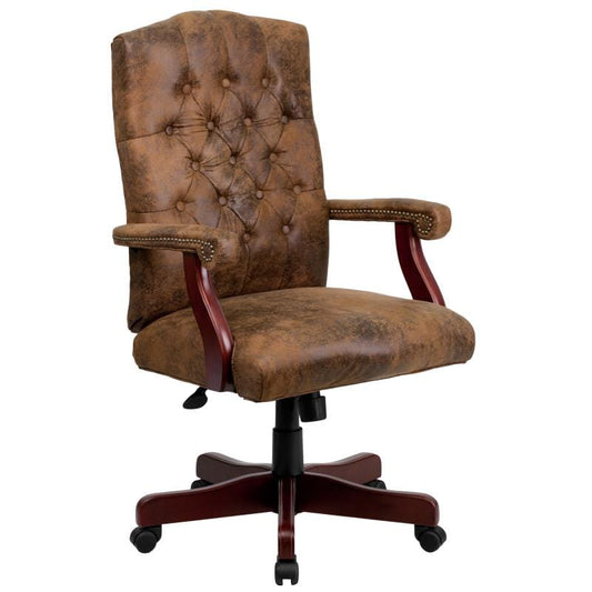 Derrick Bomber Brown Classic Executive Swivel Office Chair with Arms