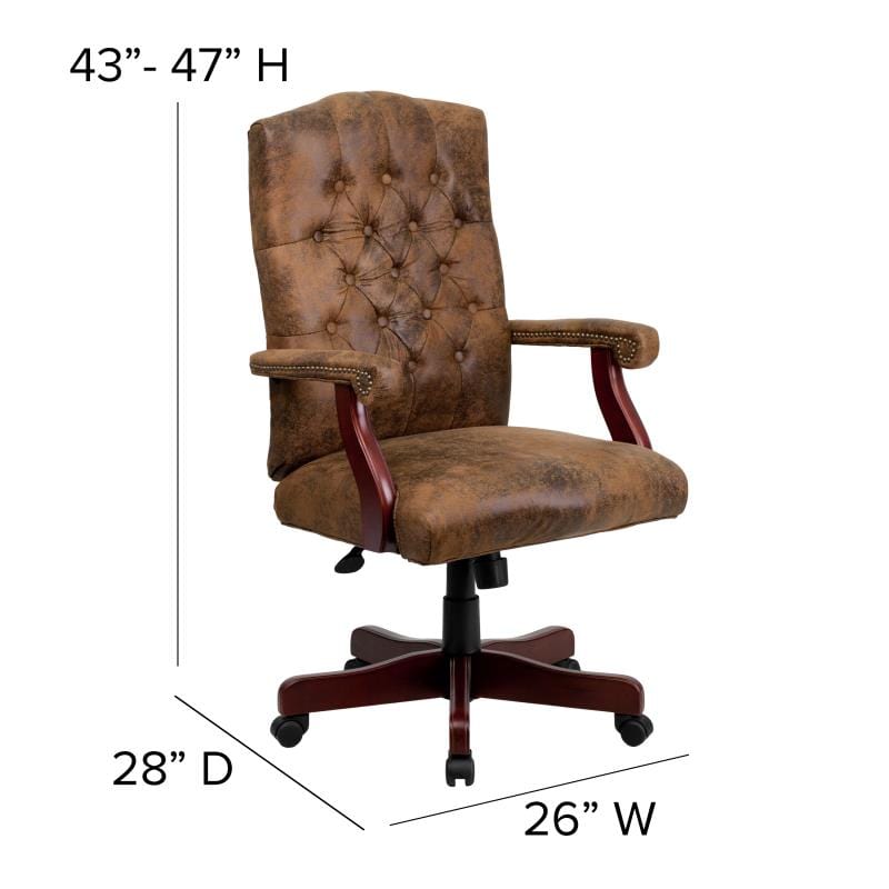 Derrick Bomber Brown Classic Executive Swivel Office Chair with Arms