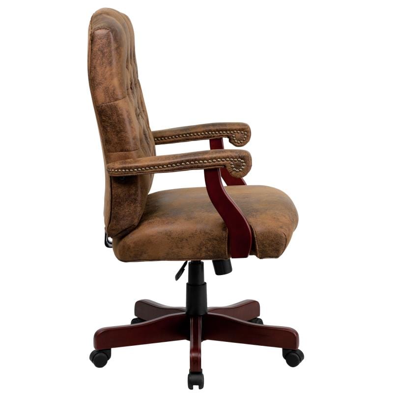 Derrick Bomber Brown Classic Executive Swivel Office Chair with Arms