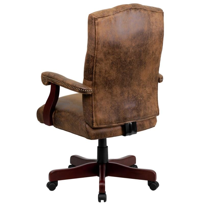 Derrick Bomber Brown Classic Executive Swivel Office Chair with Arms