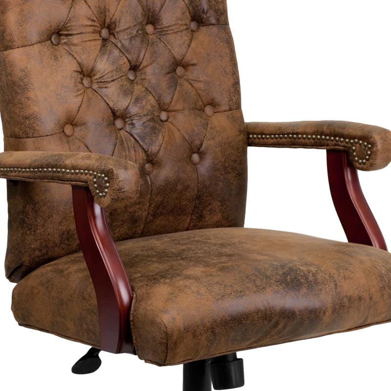 Derrick Bomber Brown Classic Executive Swivel Office Chair with Arms