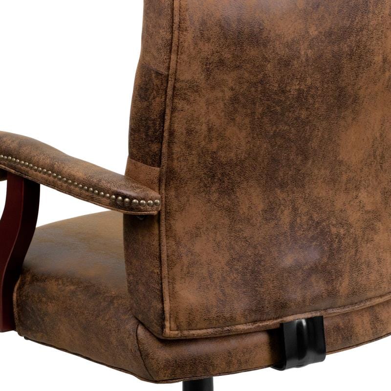 Derrick Bomber Brown Classic Executive Swivel Office Chair with Arms