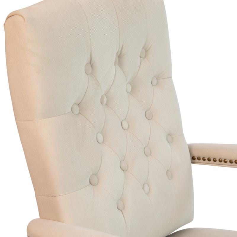 Derrick Ivory Microfiber Classic Executive Swivel Office Chair with Driftwood Arms and Base