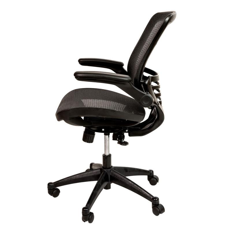 Warfield Mid-Back Transparent Black Mesh Executive Swivel Office Chair with Black Frame and Flip-Up Arms