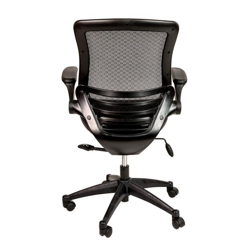 Warfield Mid-Back Transparent Black Mesh Executive Swivel Office Chair with Black Frame and Flip-Up Arms