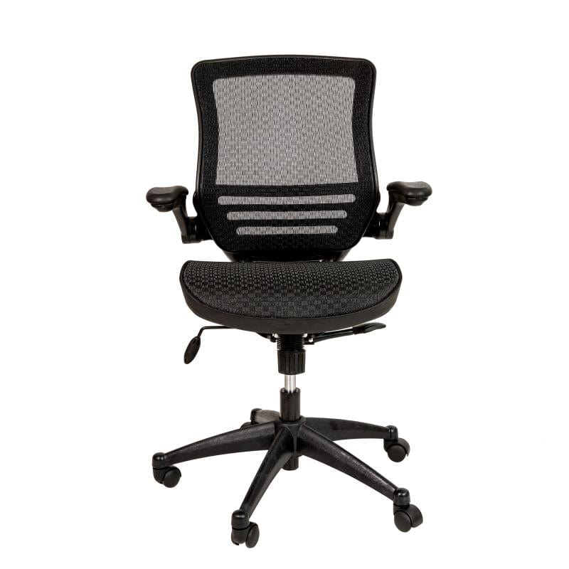 Warfield Mid-Back Transparent Black Mesh Executive Swivel Office Chair with Black Frame and Flip-Up Arms