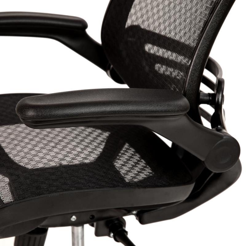 Warfield Mid-Back Transparent Black Mesh Executive Swivel Office Chair with Black Frame and Flip-Up Arms