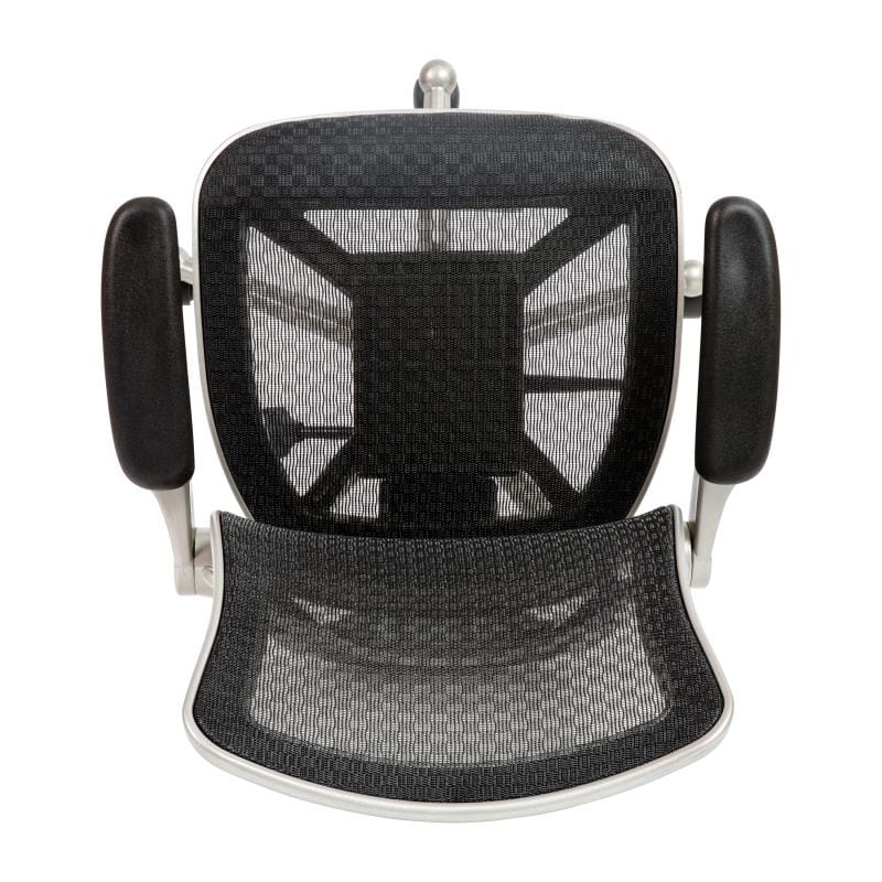 Warfield Mid-Back Transparent Black Mesh Executive Swivel Office Chair with Graphite Silver Frame and Flip-Up Arms