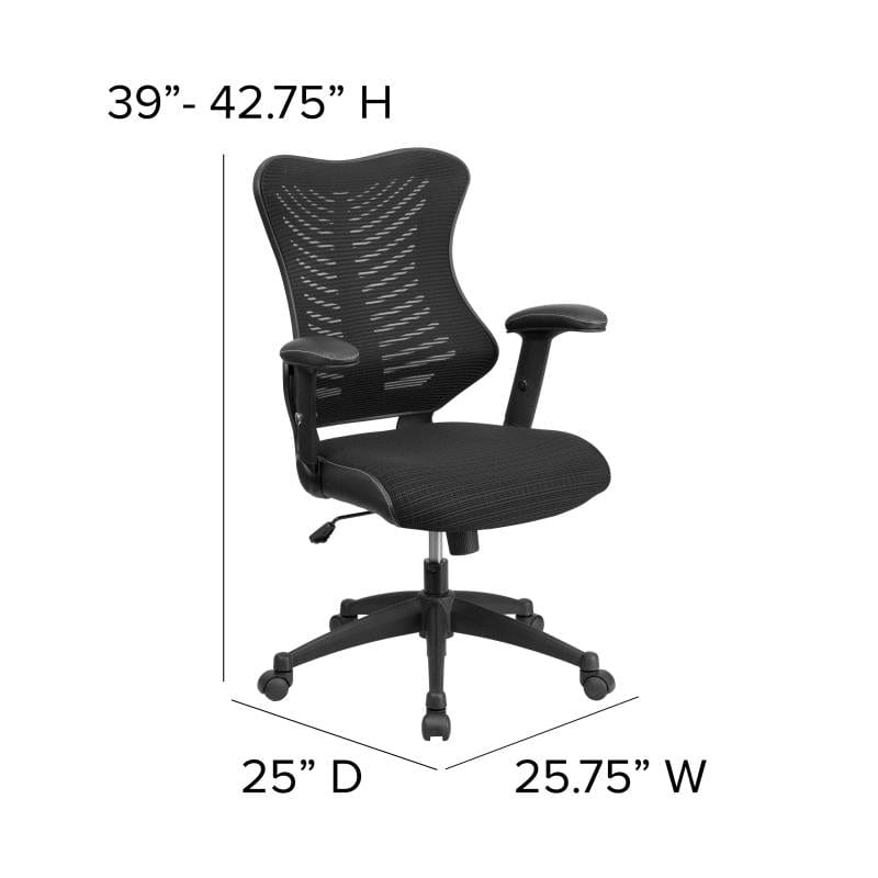 Kale High Back Designer Black Mesh Executive Swivel Ergonomic Office Chair with Adjustable Arms