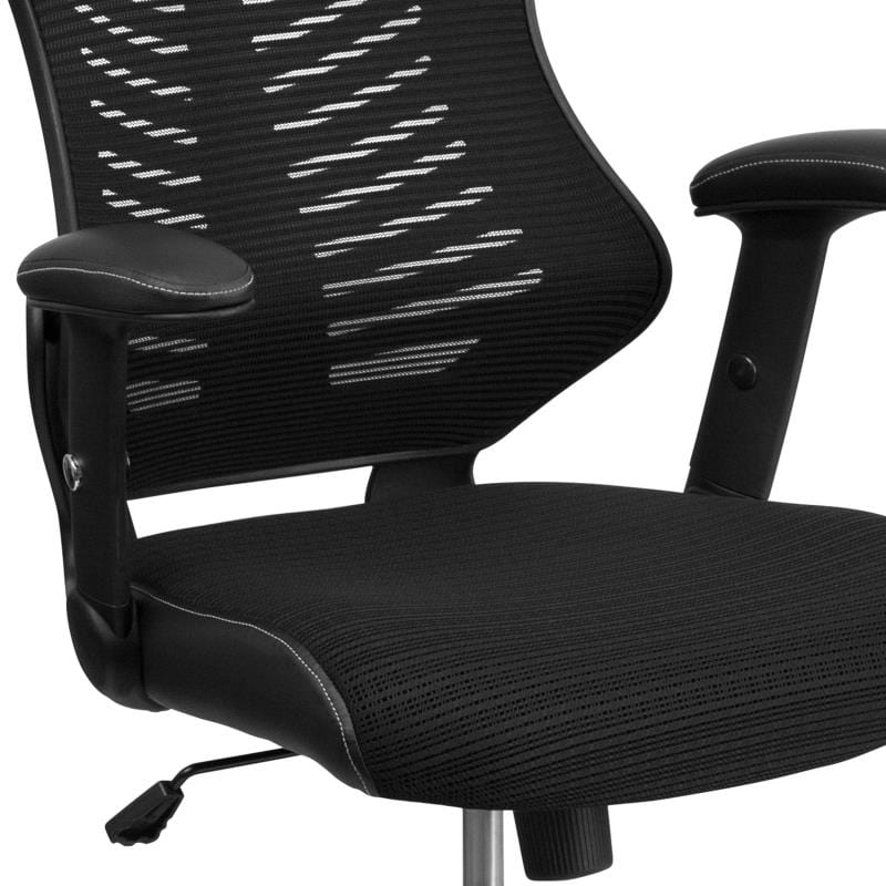 Kale High Back Designer Black Mesh Executive Swivel Ergonomic Office Chair with Adjustable Arms