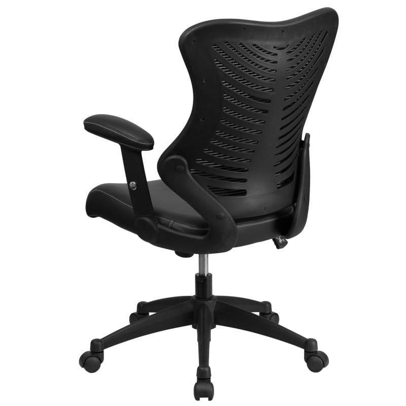 Kale High Back Designer Black Mesh Executive Swivel Ergonomic Office Chair with LeatherSoft Seat and Adjustable Arms