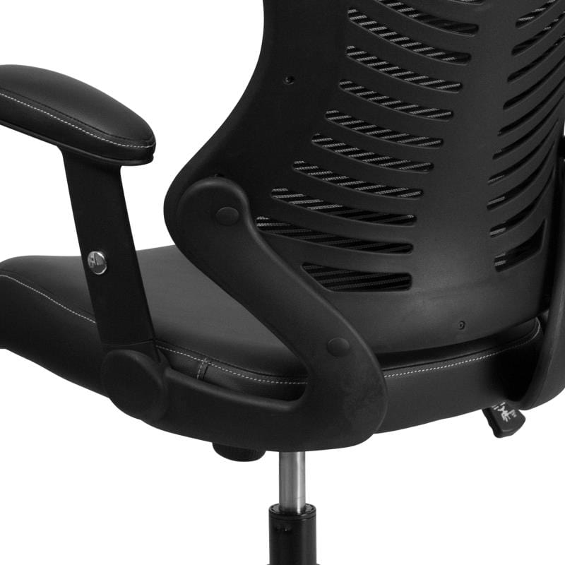 Kale High Back Designer Black Mesh Executive Swivel Ergonomic Office Chair with LeatherSoft Seat and Adjustable Arms