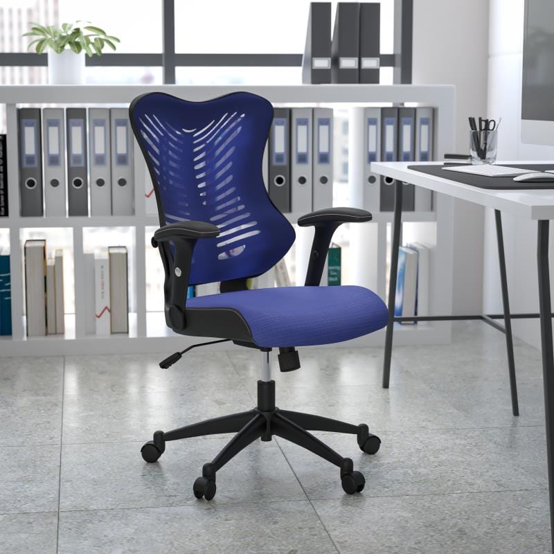 Kale High Back Designer Blue Mesh Executive Swivel Ergonomic Office Chair with Adjustable Arms