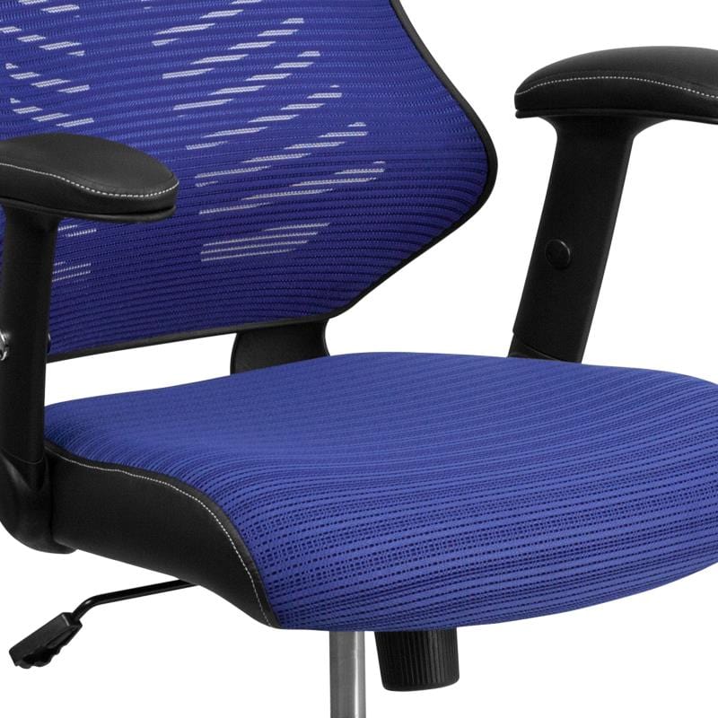 Kale High Back Designer Blue Mesh Executive Swivel Ergonomic Office Chair with Adjustable Arms