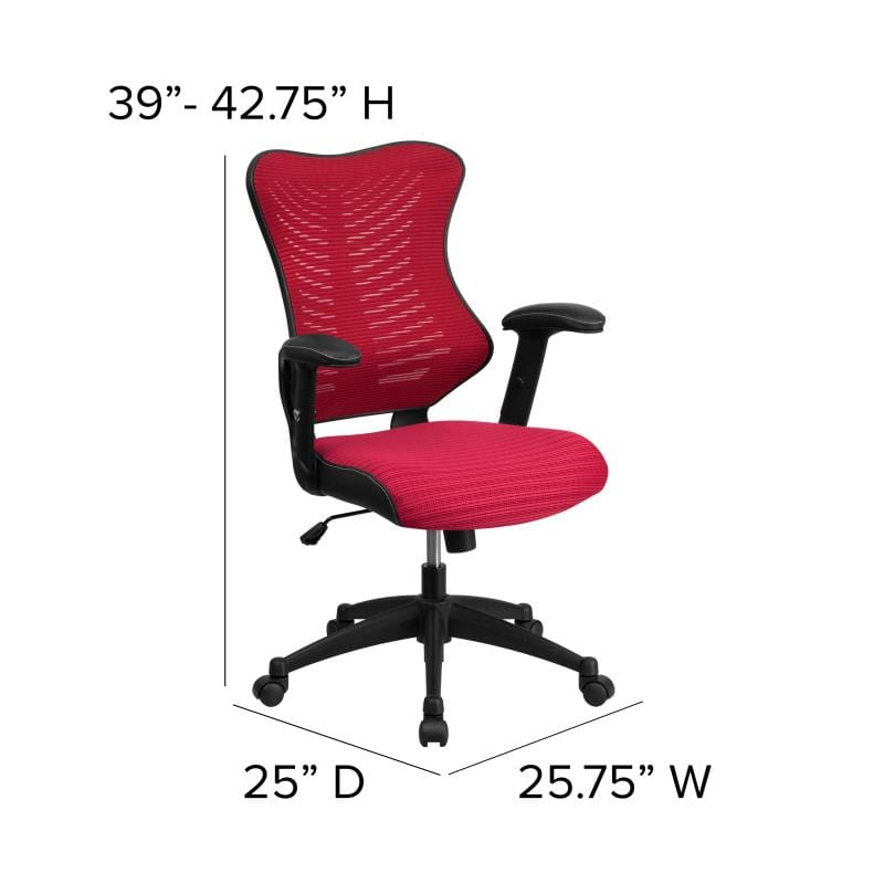 Kale High Back Designer Burgundy Mesh Executive Swivel Ergonomic Office Chair with Adjustable Arms