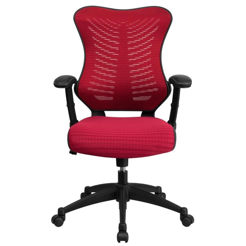 Kale High Back Designer Burgundy Mesh Executive Swivel Ergonomic Office Chair with Adjustable Arms