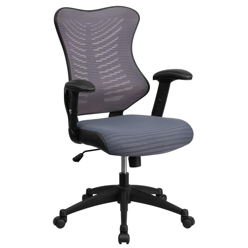 Kale High Back Designer Gray Mesh Executive Swivel Ergonomic Office Chair with Adjustable Arms