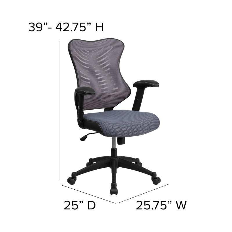 Kale High Back Designer Gray Mesh Executive Swivel Ergonomic Office Chair with Adjustable Arms