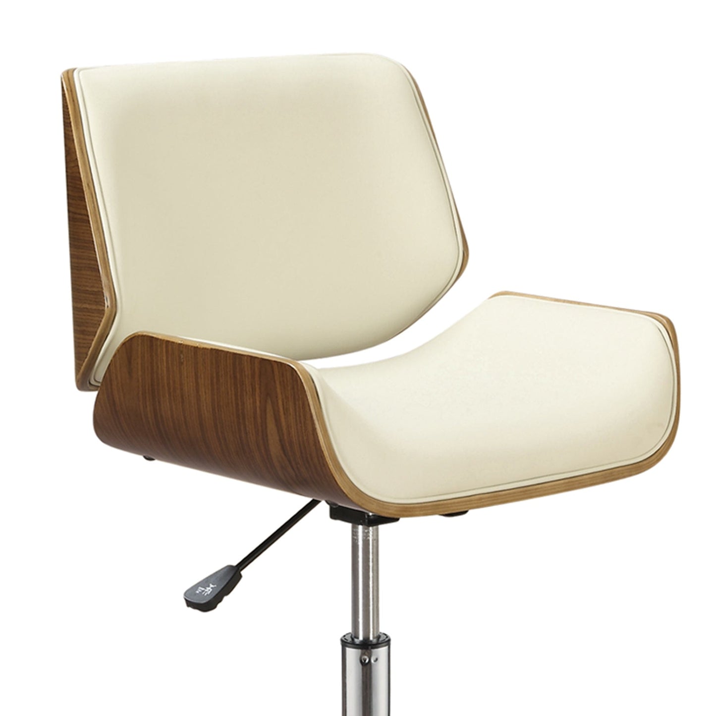 Contemporary Small-Back Home Office Chair, Beige/Walnut