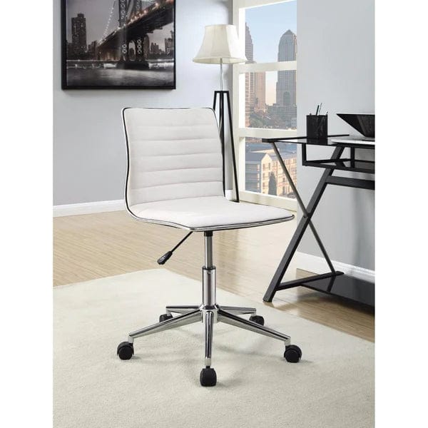 Contemporary Mid Back Desk Chair, White