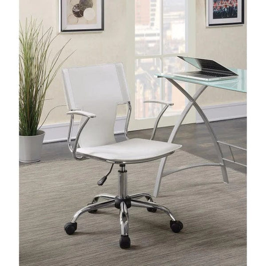 Contemporary Styled Mid-Back Office Chair, White/Chrome