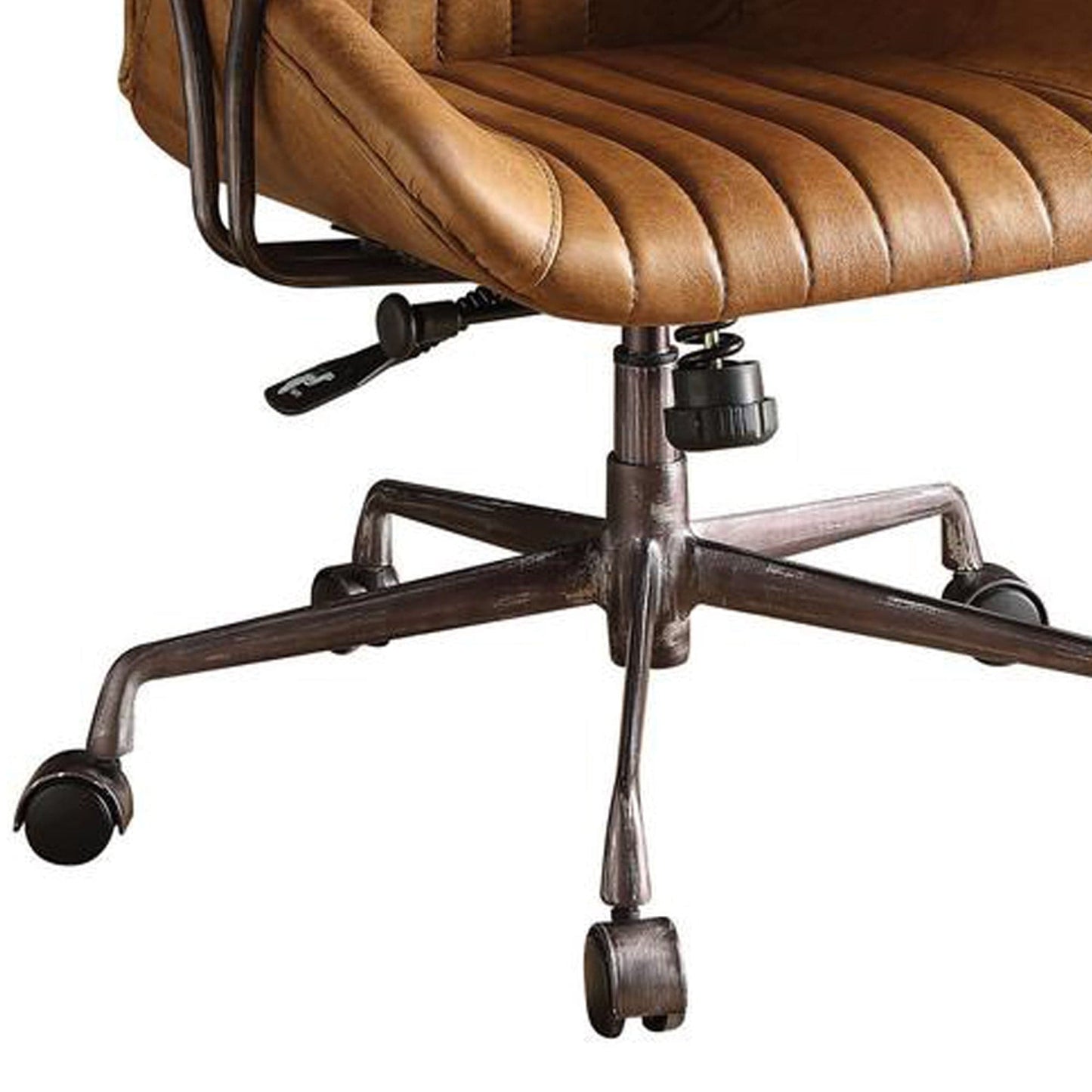 Metal & Leather Executive Office Chair, Coffee Brown