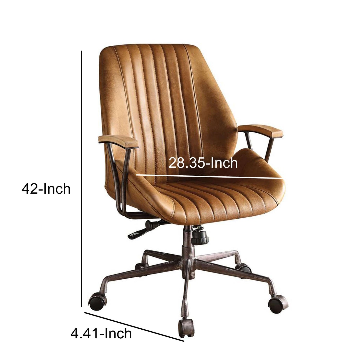 Metal & Leather Executive Office Chair, Coffee Brown