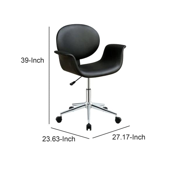 Metal & Wooden Office Arm Chair, Black