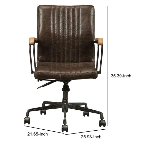 Leatherette Swivel Adjustable Executive Office Chair, Brown