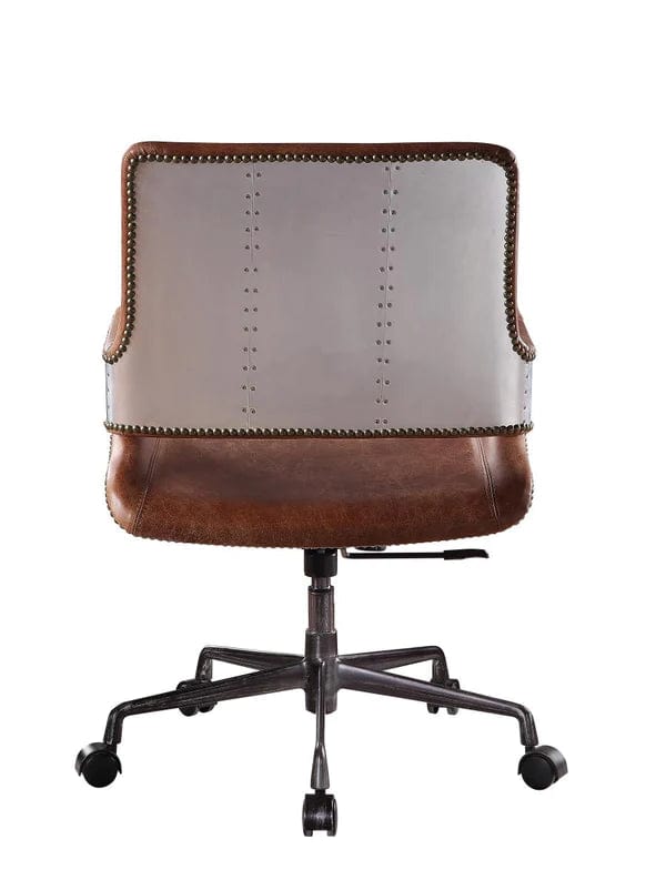 Faux Leather Upholstered Wooden Office Chair With Lift Mechanism,Brown