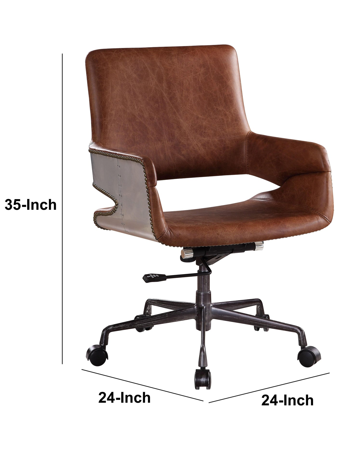 Faux Leather Upholstered Wooden Office Chair With Lift Mechanism,Brown