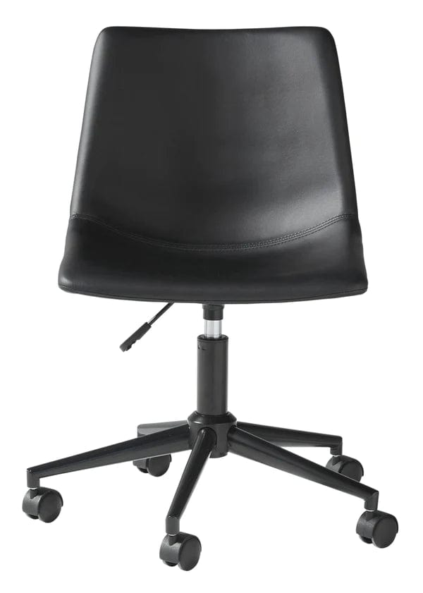 Faux Leather Upholstered Metal Base Swivel Chair, Black