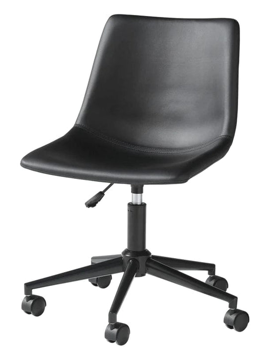 Faux Leather Upholstered Metal Base Swivel Chair, Black