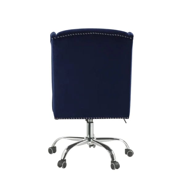 Velvet Upholstered Armless Swivel and Adjustable Tufted Office Chair, Blue