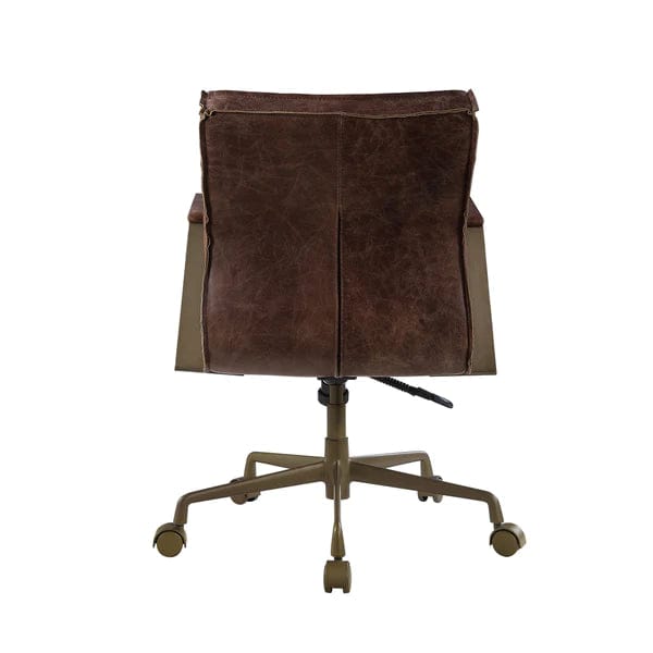 Swivel Sloped Back Leatherette Office Chair With Star Base, Brown