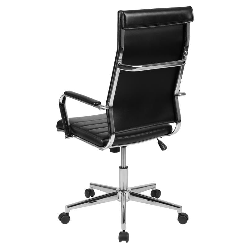 Hansel High Back Black LeatherSoft Contemporary Ribbed Executive Swivel Office Chair