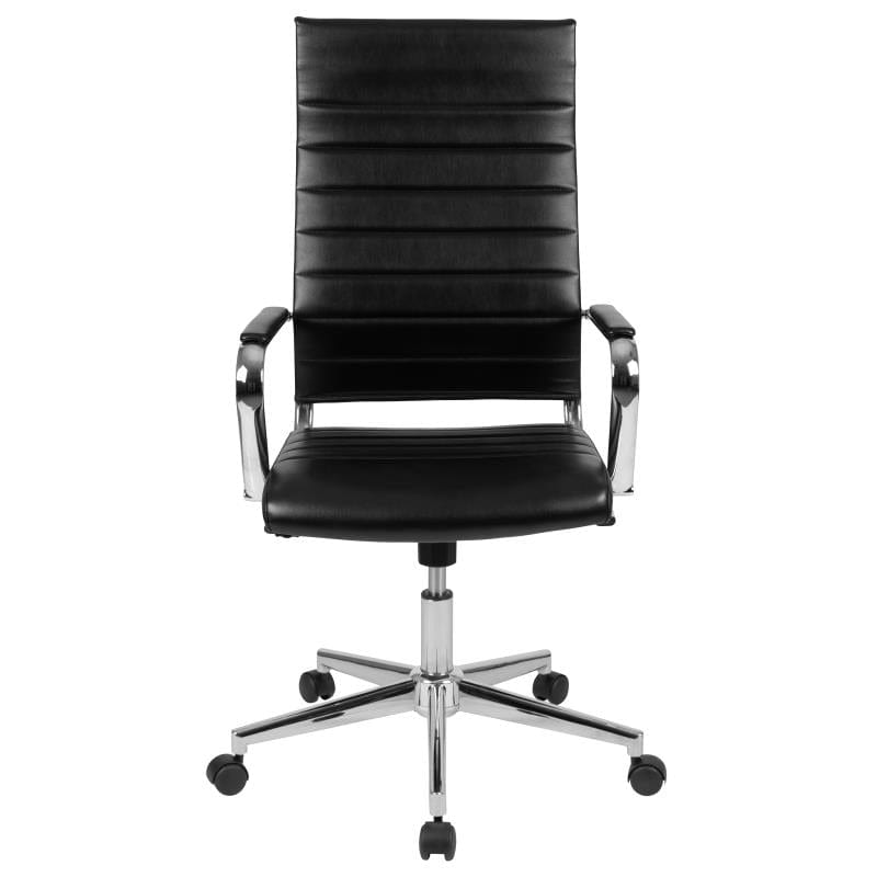 Hansel High Back Black LeatherSoft Contemporary Ribbed Executive Swivel Office Chair