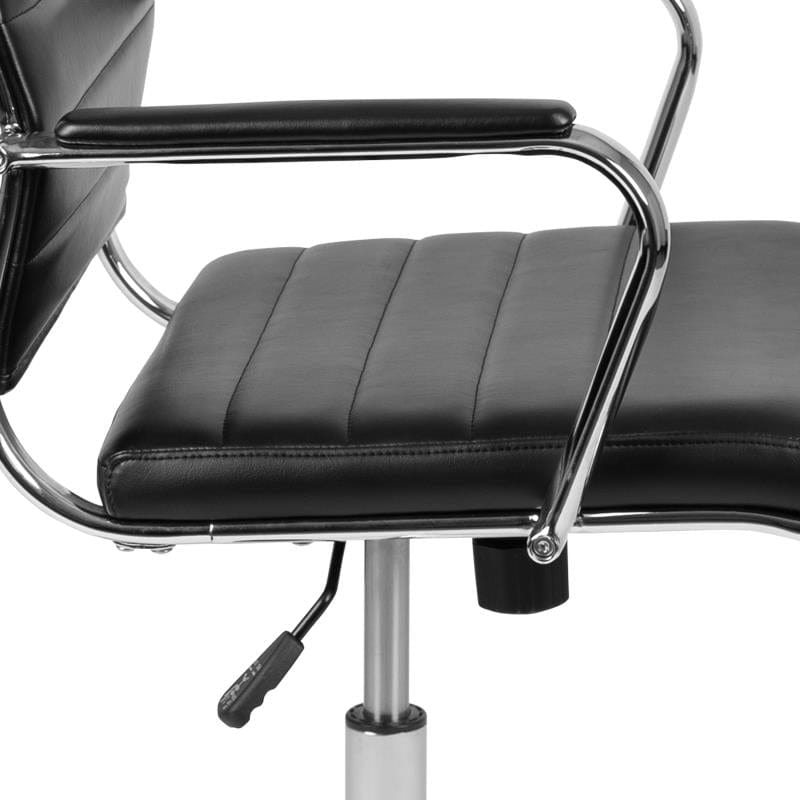 Hansel High Back Black LeatherSoft Contemporary Ribbed Executive Swivel Office Chair