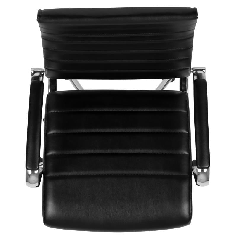 Hansel High Back Black LeatherSoft Contemporary Ribbed Executive Swivel Office Chair