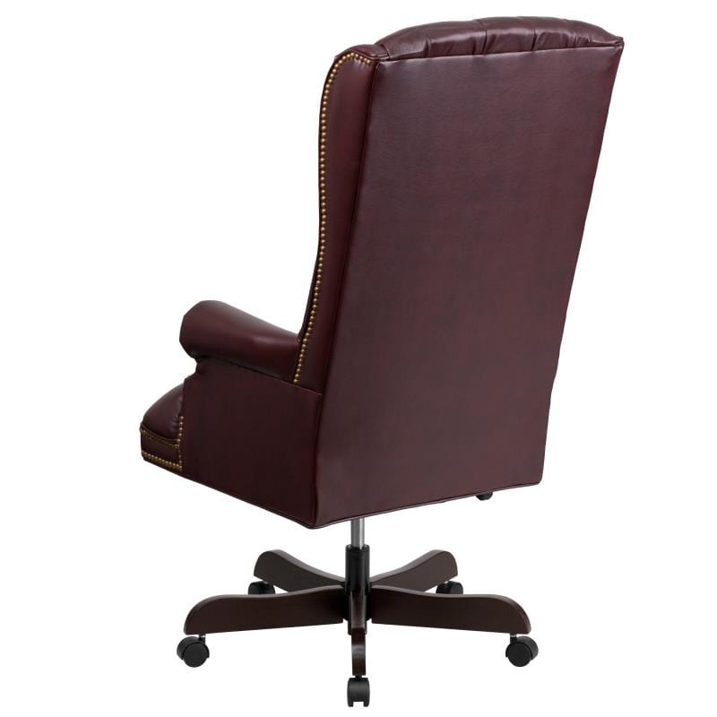 Turner High Back Traditional Fully Tufted Burgundy LeatherSoft Executive Swivel Ergonomic Office Chair with Arms