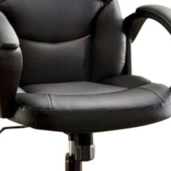 Leatherette Padded Office Chair With Pneumatic Adjustable Height,Dark Gray