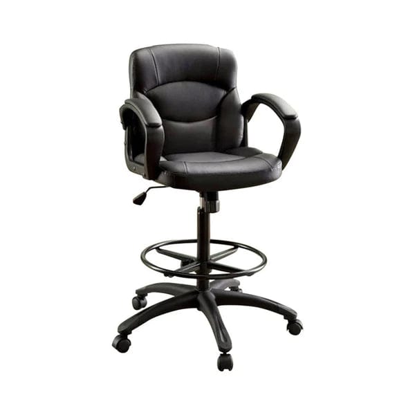 Leatherette Padded Office Chair With Pneumatic Adjustable Height,Dark Gray