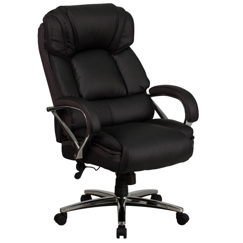 HERCULES Series Big & Tall 500 lb. Rated Black LeatherSoft Executive Swivel Ergonomic Office Chair with Chrome Base and Arms