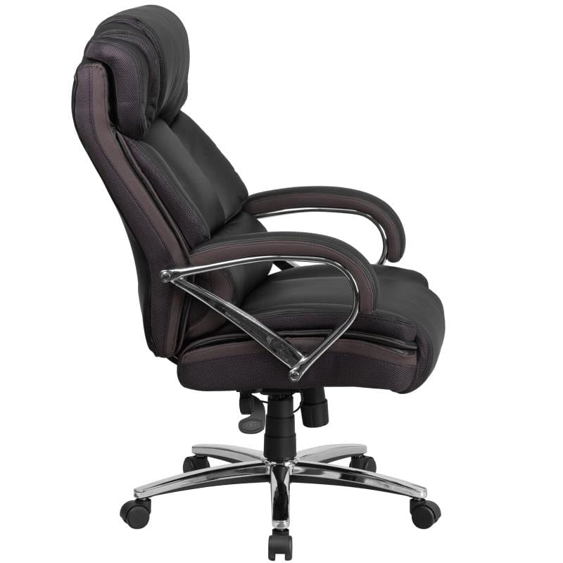 HERCULES Series Big & Tall 500 lb. Rated Black LeatherSoft Executive Swivel Ergonomic Office Chair with Chrome Base and Arms