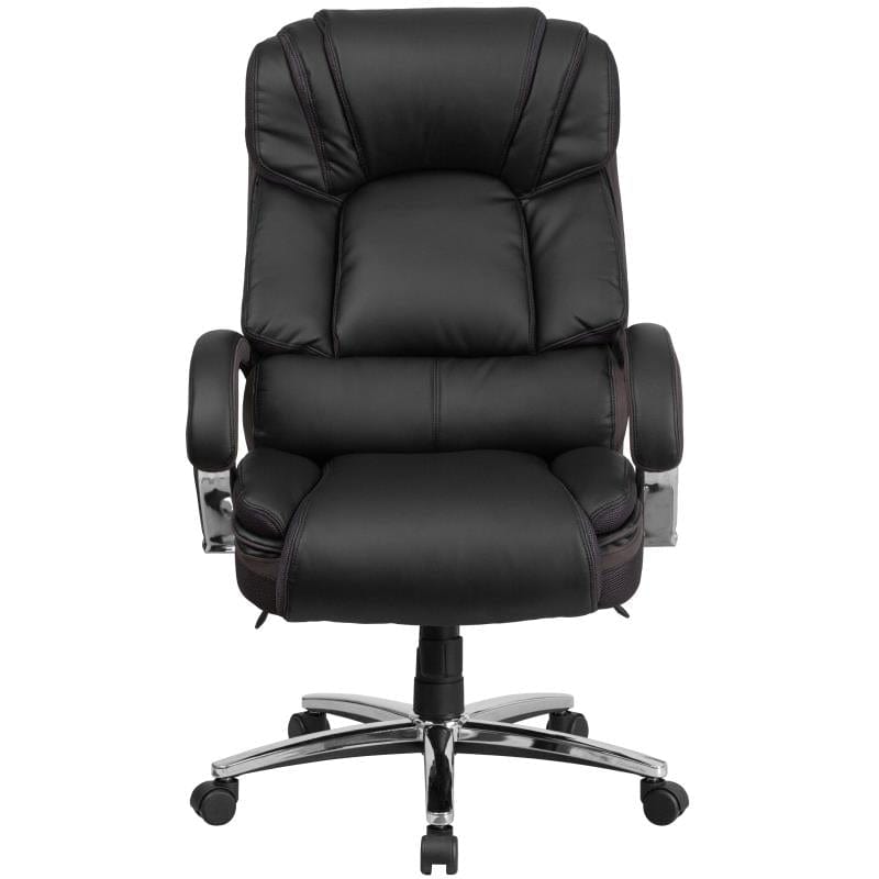 HERCULES Series Big & Tall 500 lb. Rated Black LeatherSoft Executive Swivel Ergonomic Office Chair with Chrome Base and Arms