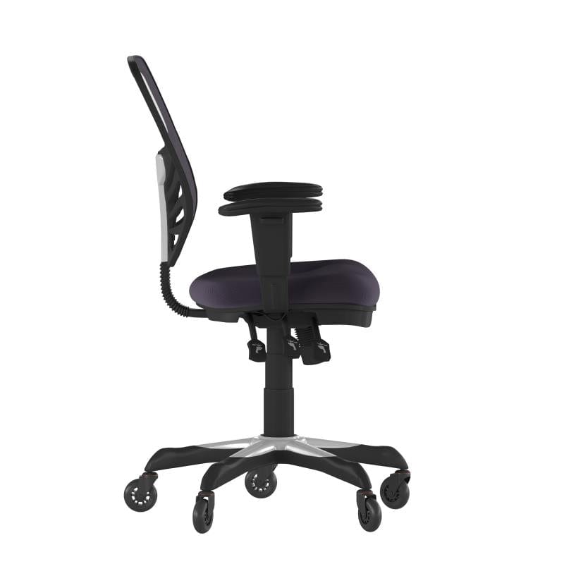 Nicholas Mid-Back Dark Gray Mesh Multifunction Executive Swivel Ergonomic Office Chair with Adjustable Arms and Transparent Roller Wheels