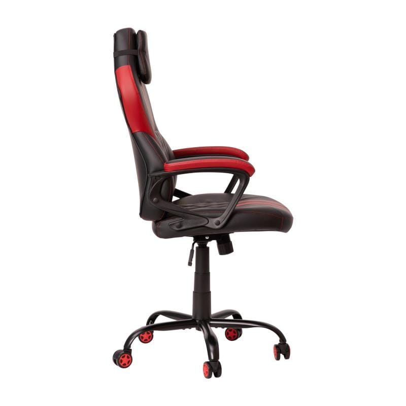 Stone Ergonomic Office Computer Chair - Adjustable Black and Red Designer Gaming Chair - 360° Swivel - Red Dual Wheel Casters