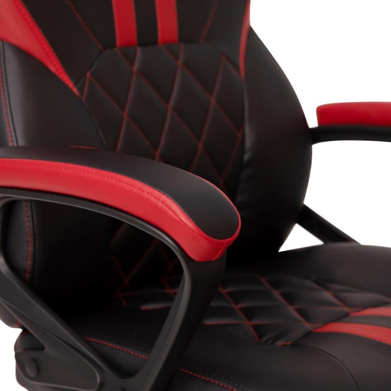 Stone Ergonomic Office Computer Chair - Adjustable Black and Red Designer Gaming Chair - 360° Swivel - Red Dual Wheel Casters