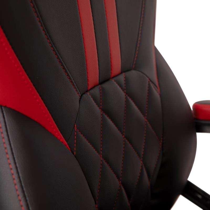 Stone Ergonomic Office Computer Chair - Adjustable Black and Red Designer Gaming Chair - 360° Swivel - Red Dual Wheel Casters