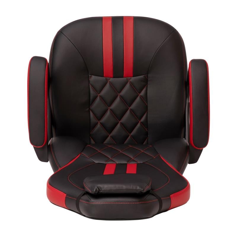 Stone Ergonomic Office Computer Chair - Adjustable Black and Red Designer Gaming Chair - 360° Swivel - Red Dual Wheel Casters